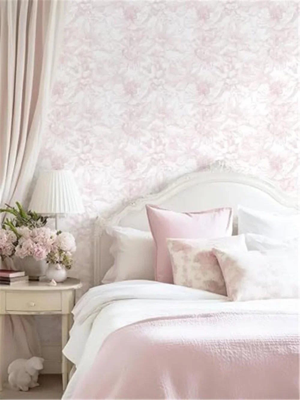 Boho Floral Peel Stick Wallpaper White Pink Removable Self Adhesive Vinyl Decor